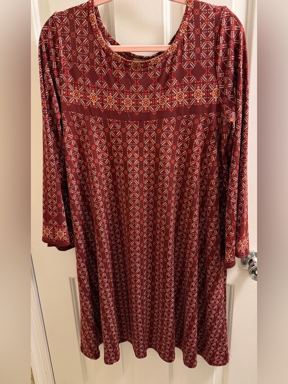 Max Studio Burgundy Patterned Midi Dress